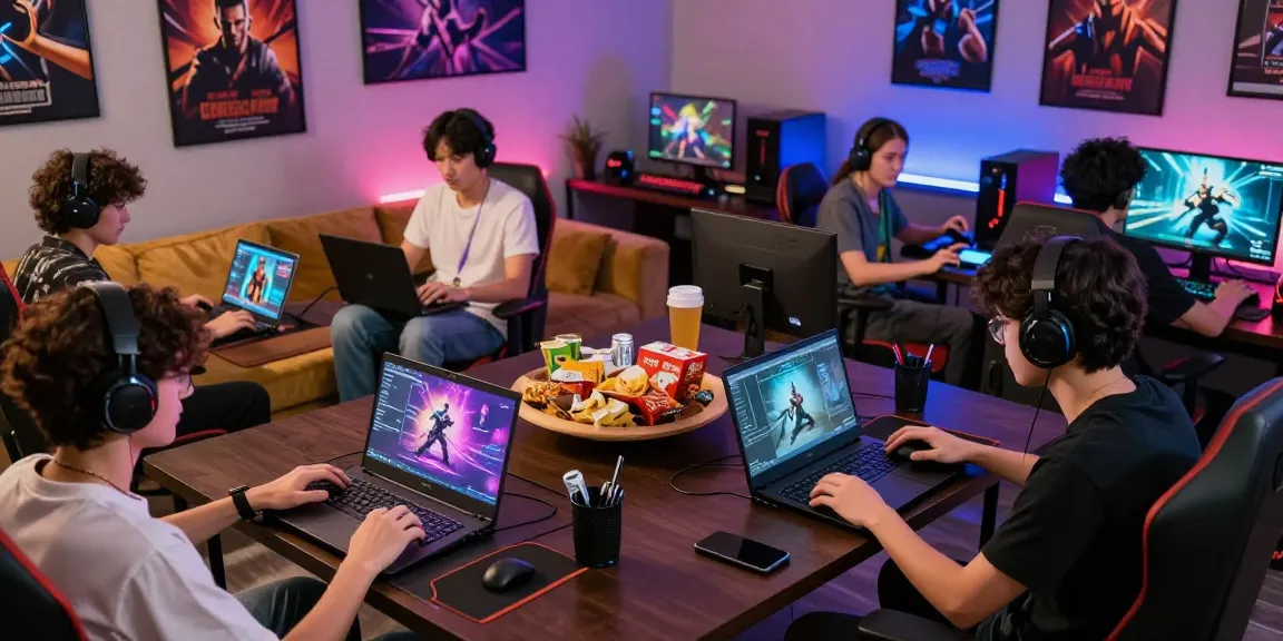 Pengalaman bermain game di https://www.acdctees.com dengan pemain yang terlibat dalam permainan online di lingkungan yang ceria dan teknologi canggih.